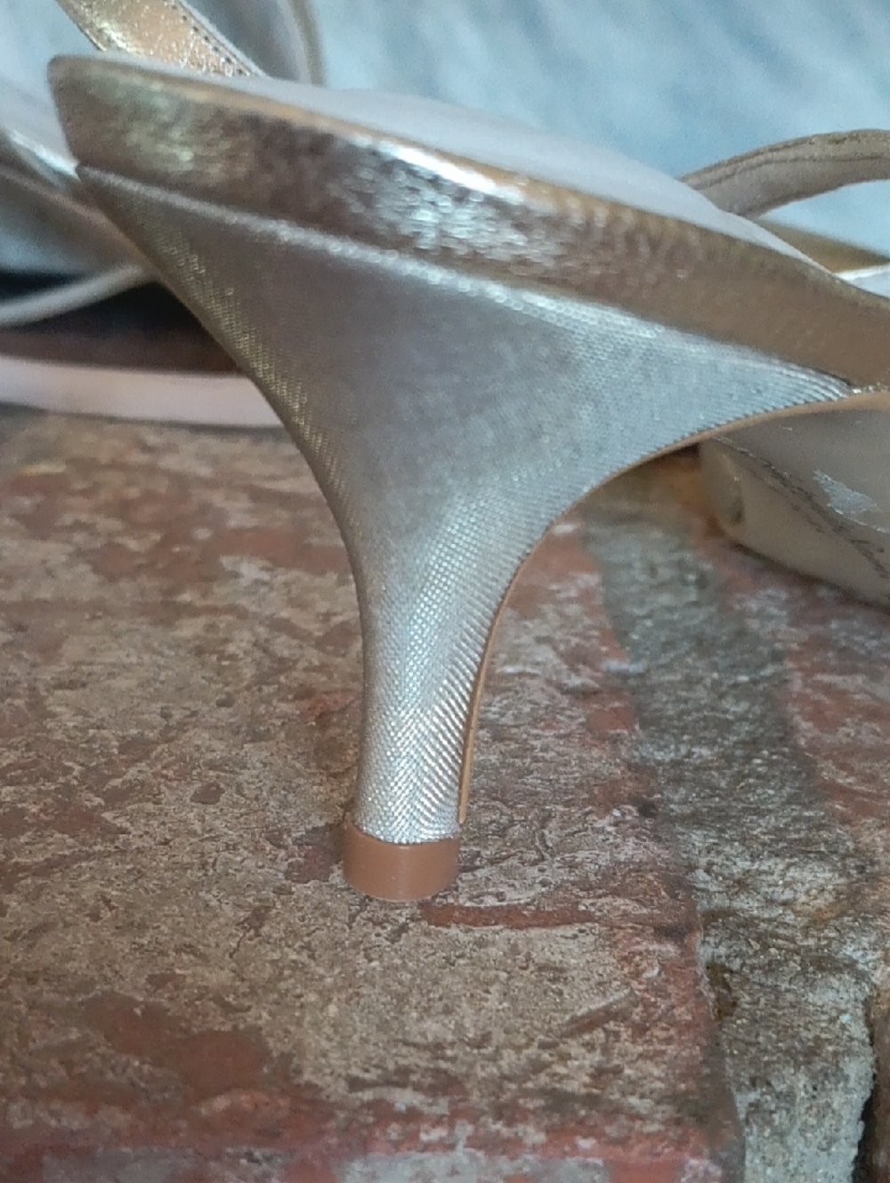 Metallic Gold Pointed-Toe Slingback Heels - Picture 11 of 12